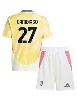 Billige Juventus Andrea Cambiaso #27 Bortedraktsett Barn 2024-25 Kortermet (+ Korte bukser)